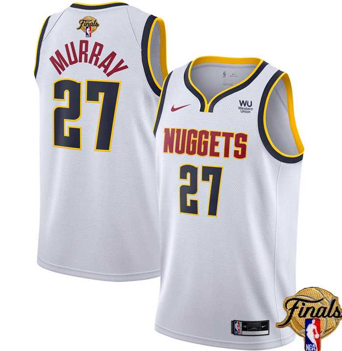 Mens Denver Nuggets #27 Jamal Murray White 2023 Finals Association Edition Stitched Basketball Jersey Dzhi